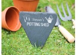 hand cut welsh slate garden marker for potting shed